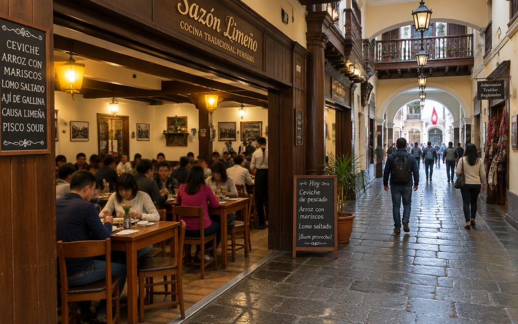 Terraza del restaurante Sazón Limeño en el pasaje